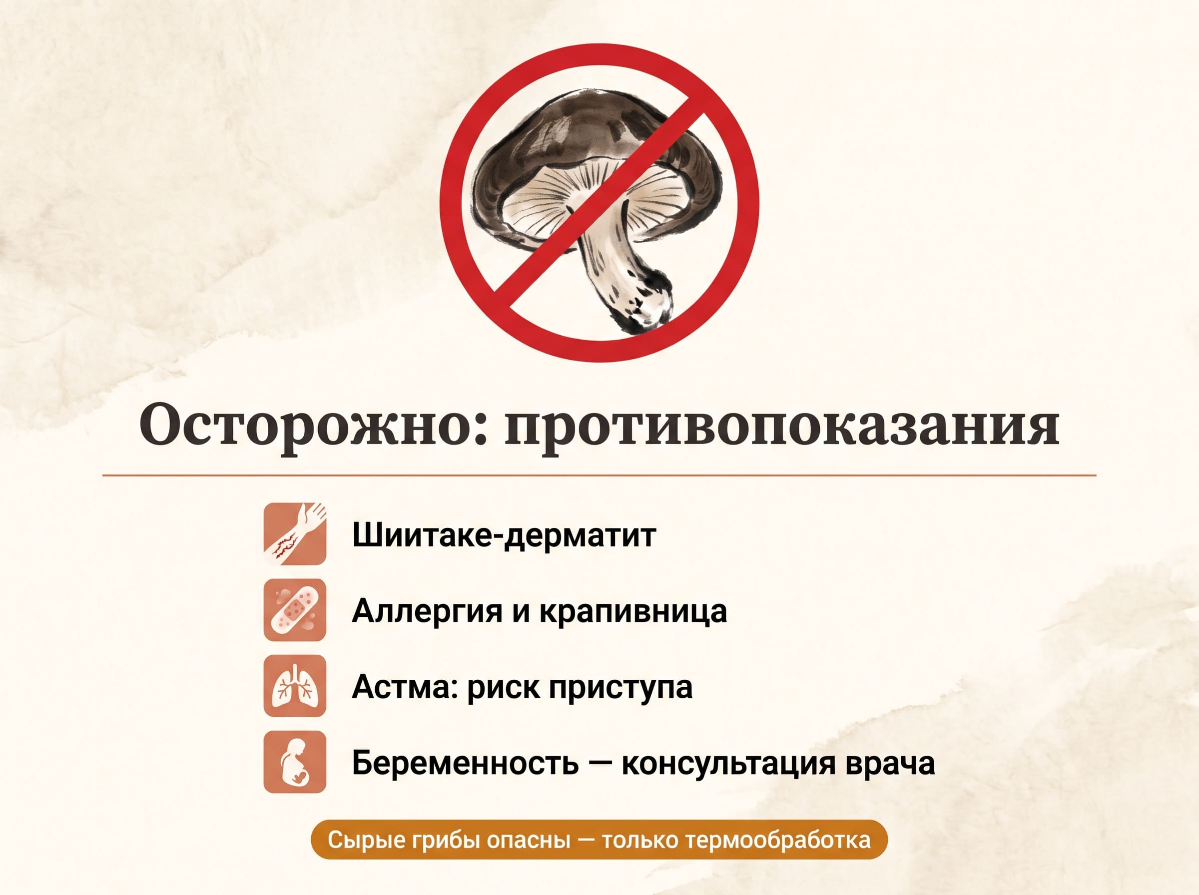 Противопоказания грибов шиитаке